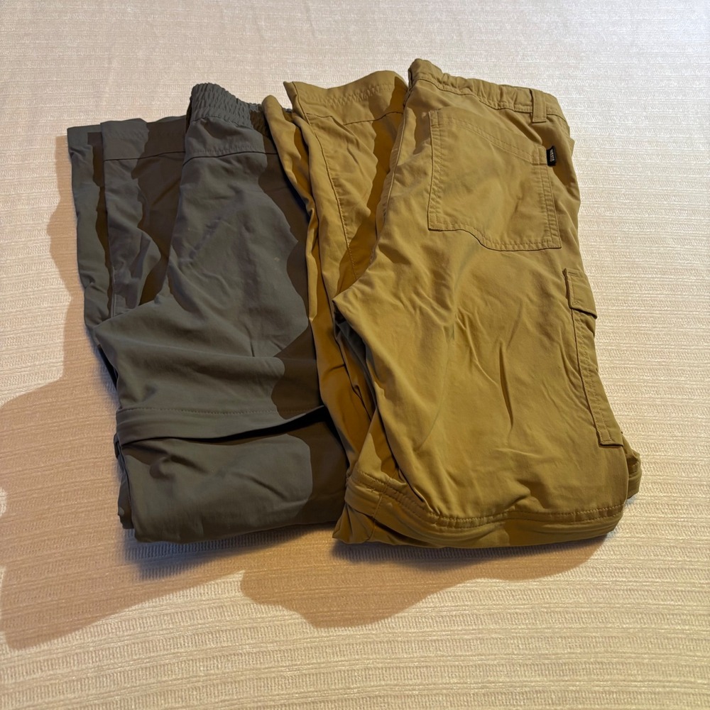 REI Co-op Sahara Convertible Pants Lot 2 Girls Kids Large 14-16 Gray Tan Hiking